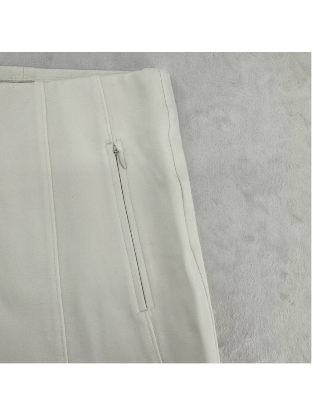 Chico's Ivory Cream Ponte Pants Pull On Zip Pockets Size 1.5/10 - Picture 4 of 6